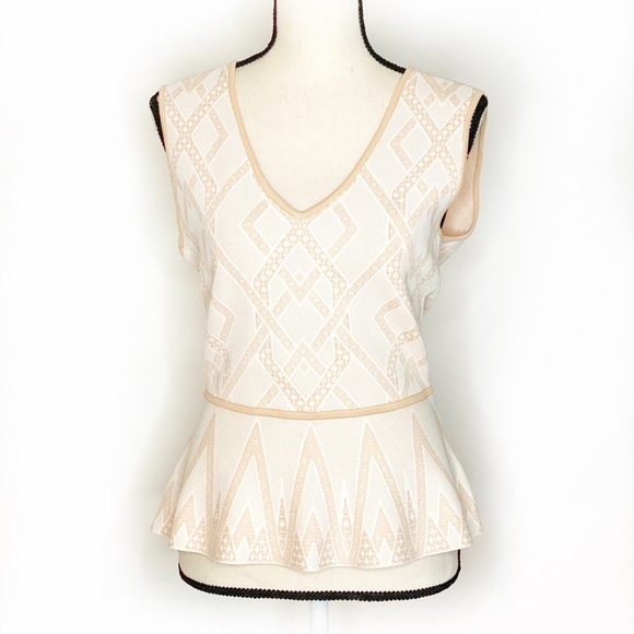 BCBGMaxAzria Tops - BCBGMAXAZRIA Alonya Cream Peplum Sleeveless Top M